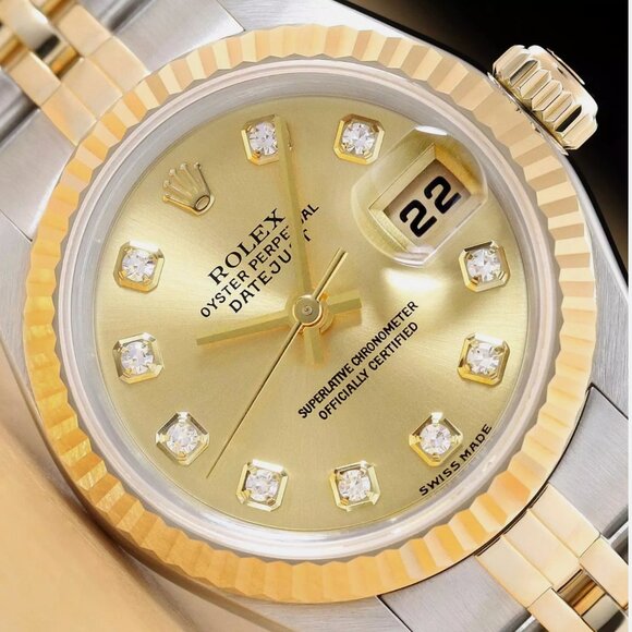 ROLEX 18KT LADIES DATEJUST FACTORY DIAMOND DIAL 18K WATCH - Picture 2 of 7